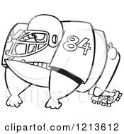 Cartoon Of A Black And White Huge American Football Lineman Player Royalty Free Vector Clipart