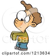 Cartoon Of A Caucasian Boy Wearing An Oversized Sweater Royalty Free Vector Clipart by toonaday