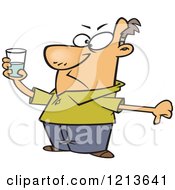 Poster, Art Print Of Pessimistic Man Holding A Glass And Seeing It As Half Full