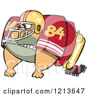 Cartoon Of A Huge American Football Lineman Player Royalty Free Vector Clipart