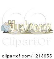 Poster, Art Print Of Crouching Man Holding A Fungus Over The Word Mushroom
