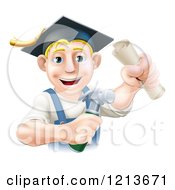 Poster, Art Print Of Happy Graduate Worker Man Holding A Hammer And Degree And Wearing A Mortar Board