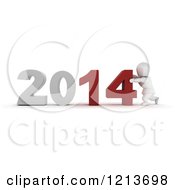 Poster, Art Print Of 3d White Character Pushing New Year 2014 Numbers Together