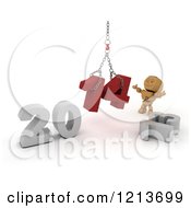 Poster, Art Print Of 3d Box Boy Assembling New Year 2014 Numbers Together With A Hoist