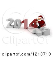 Poster, Art Print Of 3d Santa Pushing New Year 2014 Together Over A Knocked Down 13