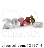 Poster, Art Print Of 3d Tortoise Pushing New Year 2014 Together By A Knocked Down 13