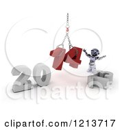 Poster, Art Print Of 3d Robot Assembling New Year 2014 With A Hoist