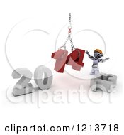Poster, Art Print Of 3d Construction Robot Assembling New Year 2014 With A Hoist