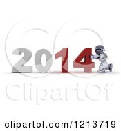 Poster, Art Print Of 3d Robot Pushing New Year 2014 Together