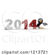 Poster, Art Print Of 3d Penguin Pushing New Year 2014 Together