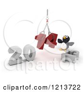 Poster, Art Print Of 3d Penguin Assembling New Year 2014 With A Hoist