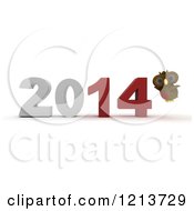 Clipart Of A 3d Owl Flying By New Year 2014 Royalty Free CGI Illustration