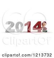Poster, Art Print Of 3d Christmas Elf Pushing New Year 2014 Numbers Together