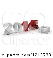 Poster, Art Print Of 3d Christmas Elf Pushing New Year 2014 Numbers Together Over A Knocked Down 13