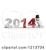 Poster, Art Print Of 3d Snowman Pushing 2014 New Year Together