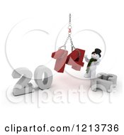 Poster, Art Print Of 3d Snowman Assembling 2014 New Year Together With A Hoist