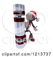 Poster, Art Print Of 3d Red Android Robot With A Giant Christmas Cracker