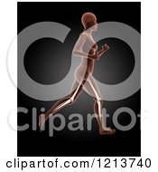 Clipart Of A 3d Running Medical Female Model With Glowing Leg Bones Royalty Free CGI Illustration