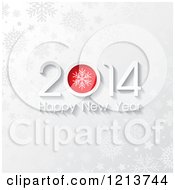 Clipart Of A 2014 Happy New Year Greetign Over Snowflakes And Stars Royalty Free Vector Illustration