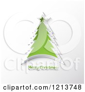 Clipart Of A Green Tree And Merry Christmas Greeting On Gray Royalty Free Vector Illustration