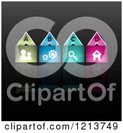 Poster, Art Print Of Colorful Website Icon Infographics On Black With Sample Text