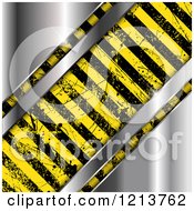 Poster, Art Print Of Grungy Hazard Stripes Over Shiny Metal