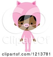 Poster, Art Print Of Cute Black Girl In A Pink Piggy Halloween Costume