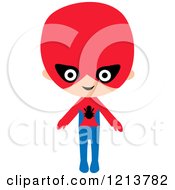Cartoon Of A Happy Boy In A Super Hero Spider Halloween Costume Royalty Free Vector Clipart