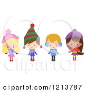 Happy Christmas Children In Winter Clothes