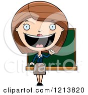 Cartoon Of A Friendly Waving Female Teacher Royalty Free Vector Clipart