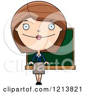 Cartoon Of A Happy Female Teacher Royalty Free Vector Clipart