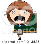 Cartoon Of A Scared Female Teacher Screaming Royalty Free Vector Clipart