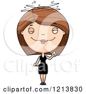 Cartoon Of A Drunk Woman In A Black Dress Royalty Free Vector Clipart