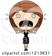 Cartoon Of A Scared Woman Screaming In A Black Dress Royalty Free Vector Clipart