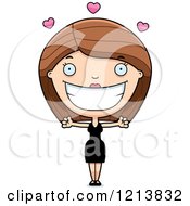 Cartoon Of A Loving Woman In A Black Dress Royalty Free Vector Clipart