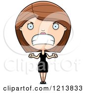 Cartoon Of A Mad Woman In A Black Dress Royalty Free Vector Clipart