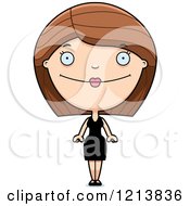 Cartoon Of A Happy Woman In A Black Dress Royalty Free Vector Clipart