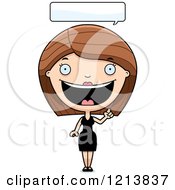 Cartoon Of A Happy Talking Woman In A Black Dress Royalty Free Vector Clipart