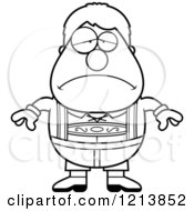 Cartoon Of A Black And White Depressed Oktoberfest German Boy Royalty Free Vector Clipart