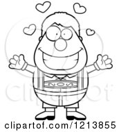 Cartoon Of A Black And White Loving Oktoberfest German Boy Wanting A Hug Royalty Free Vector Clipart
