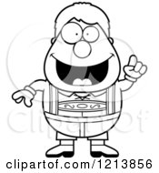 Cartoon Of A Black And White Smart Oktoberfest German Boy With An Idea Royalty Free Vector Clipart