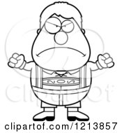 Cartoon Of A Black And White Mad Oktoberfest German Boy Royalty Free Vector Clipart
