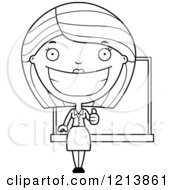 Poster, Art Print Of Black And White Happy Female Teacher Holding A Thumb Up