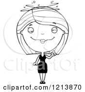Cartoon Of A Black And White Drunk Woman In A Black Dress Royalty Free Vector Clipart