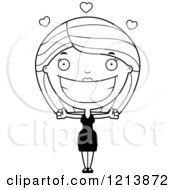 Cartoon Of A Black And White Loving Woman In A Black Dress Royalty Free Vector Clipart