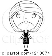 Cartoon Of A Black And White Depressed Woman In A Black Dress Royalty Free Vector Clipart