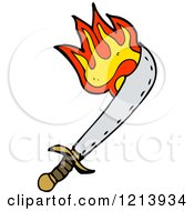 Cartoon Of A Flaming Sword Royalty Free Vector Illustration