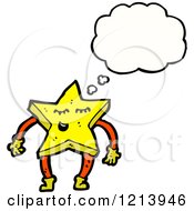 Cartoon Of A Golden Star Thinking Royalty Free Vector Illustration