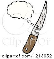 Cartoon Of A Thinking Knife Royalty Free Vector Illustration by lineartestpilot
