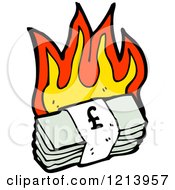 Cartoon Of A Flaming Stack Of Money Royalty Free Vector Illustration